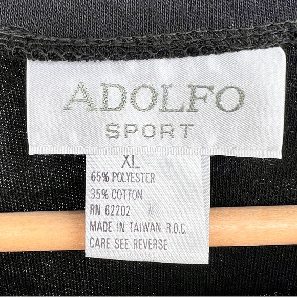 Vintage Adolfo Sport Womens Abstract Print Metallic Gold Top Size XL Black Artsy - Picture 15 of 15